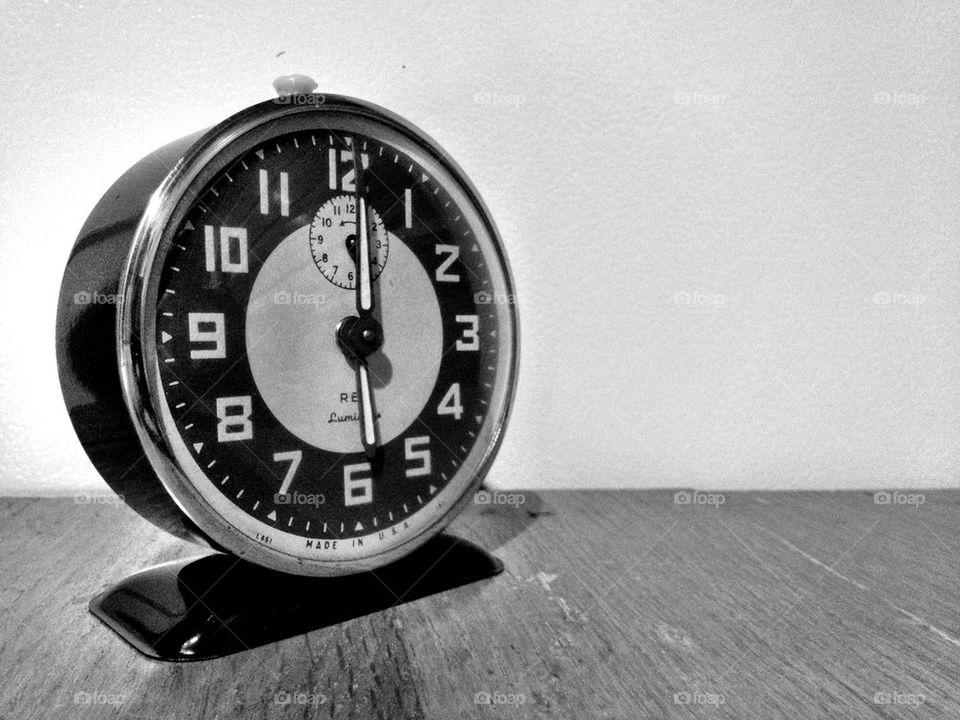 white black vintage clock by miowan