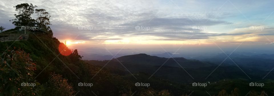 View of sunrise from hill country. Lipton's seat, Haputhale, Sri Lanka. A tourist paradise. Nature lovers visit there to see the beauty. Visit Sri Lanka. Feel the beauty.