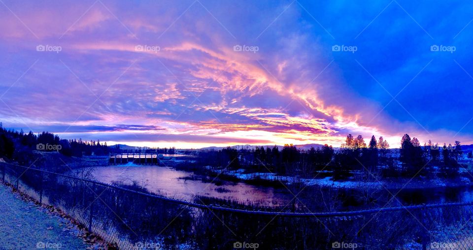 Sunset on the Spokane River