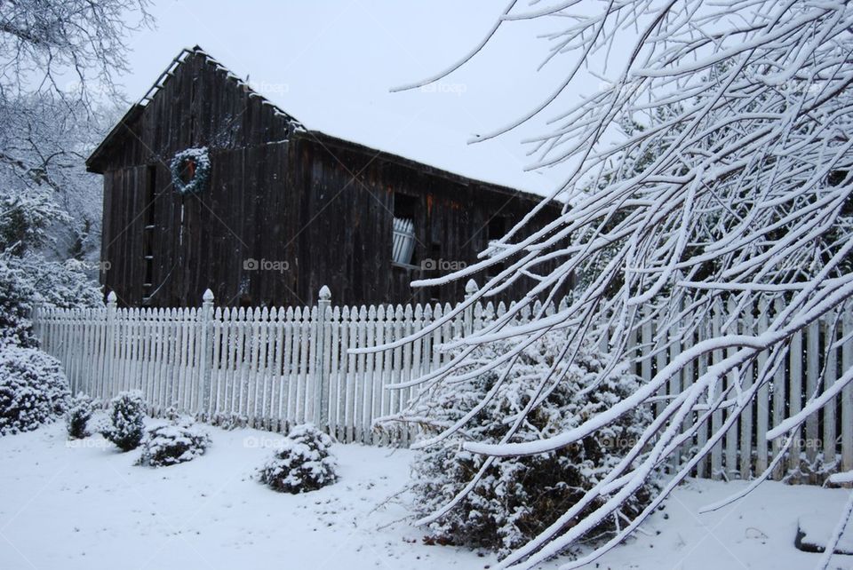 Barn with snow