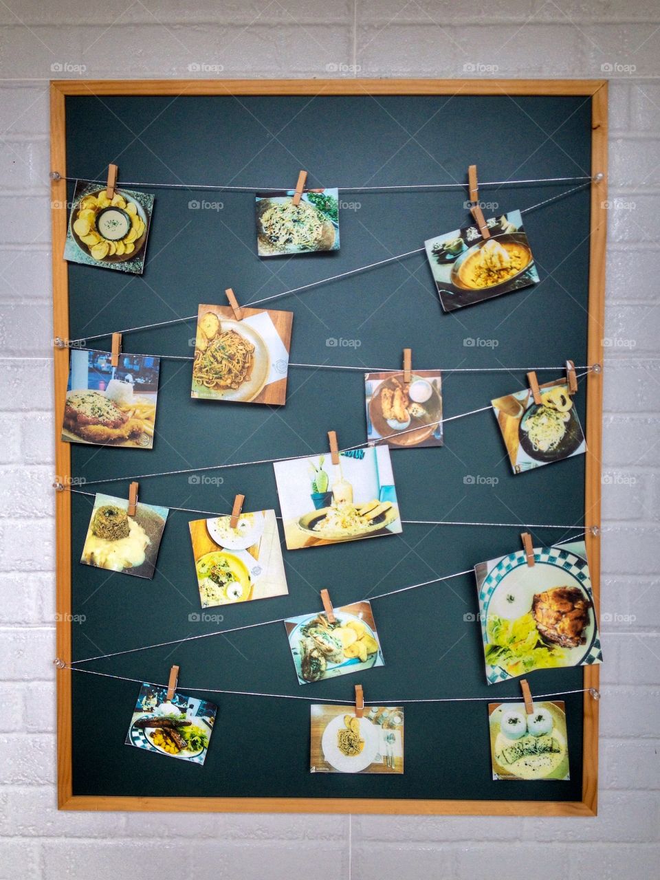 Pictures of food on the wall