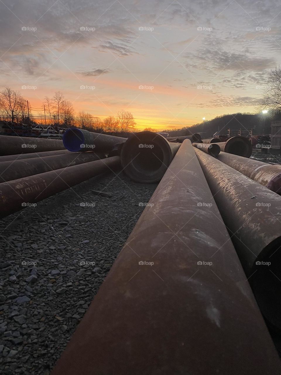 Sun rise over the oil fields 