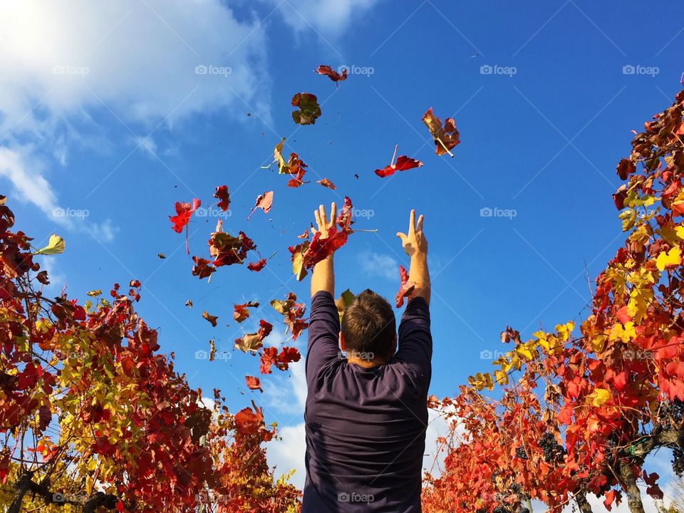 Happy man in autumn contest