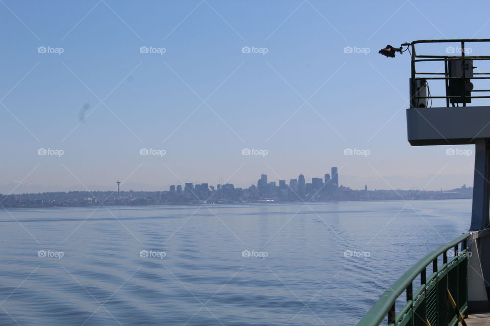 Seattle skyline in the afternoon from the ferry.