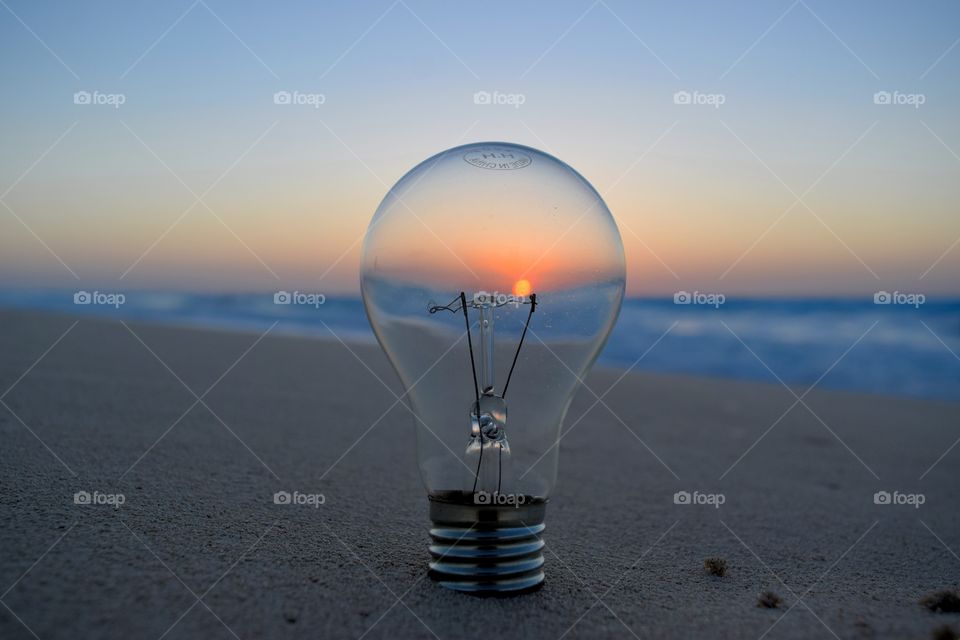 Sunset view through bulb