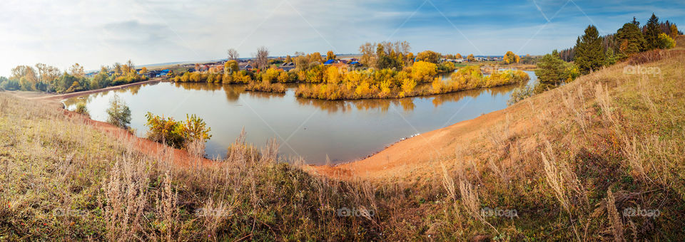 Autumn landscape with lake