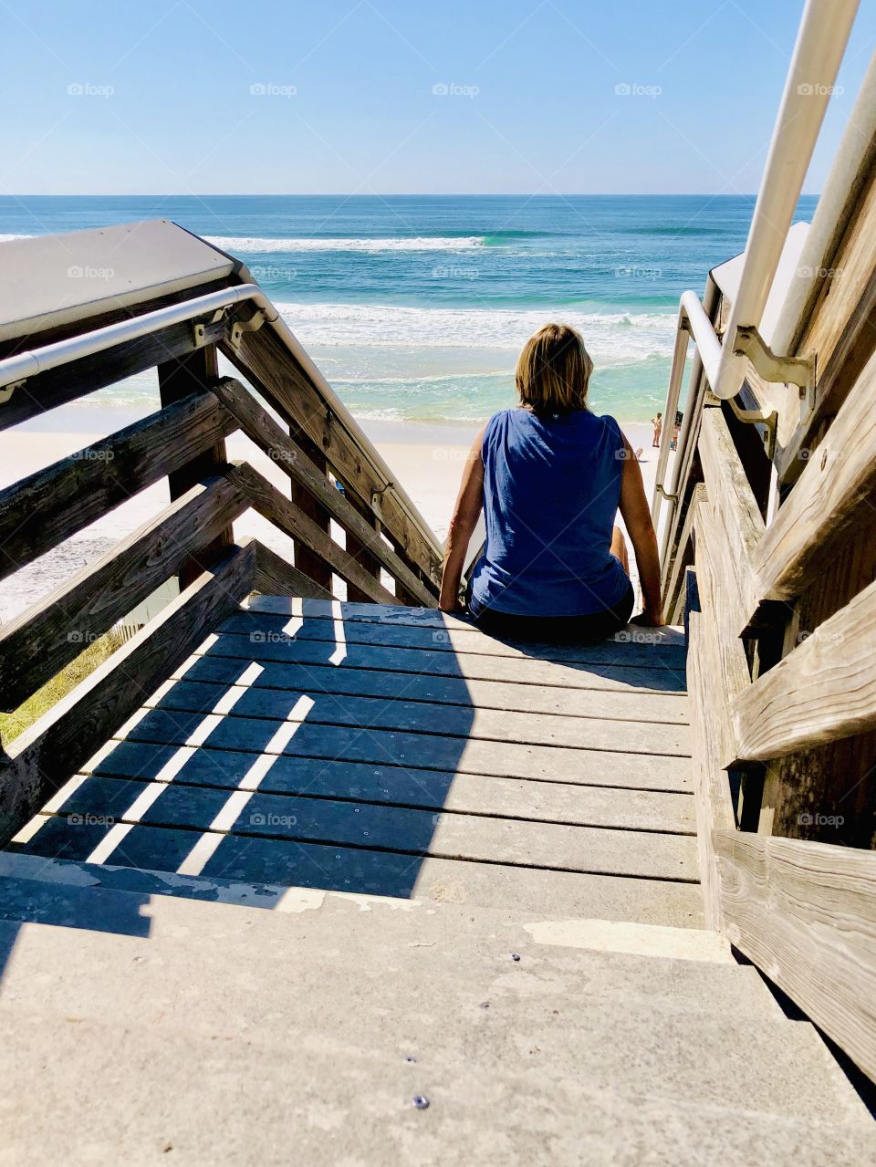 View from top of stairs at beach