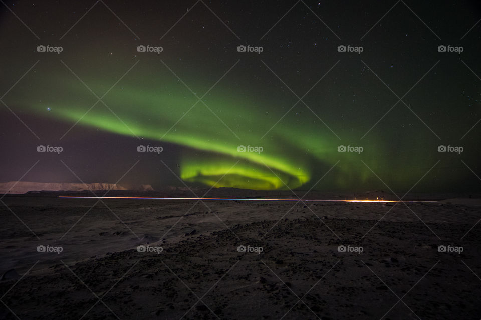 Aurora borealis in night