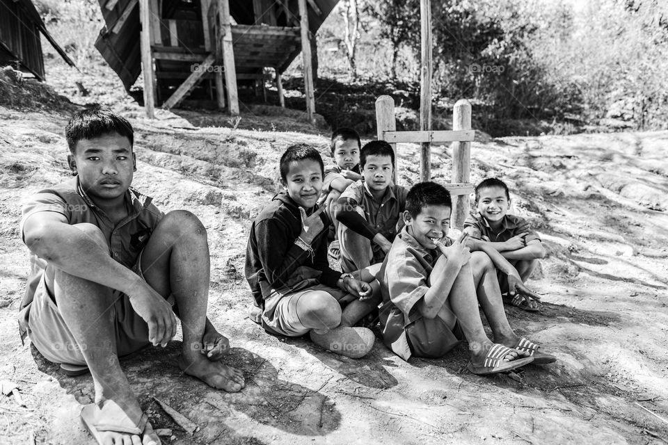 School boys in the playground in Pa dang village Mae Hongson