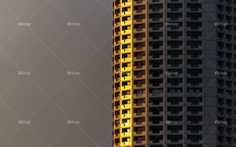 Beautiful building hit by the sun light during sunset time