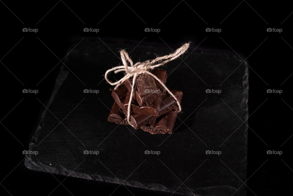 Chocolate pyramid with a bow