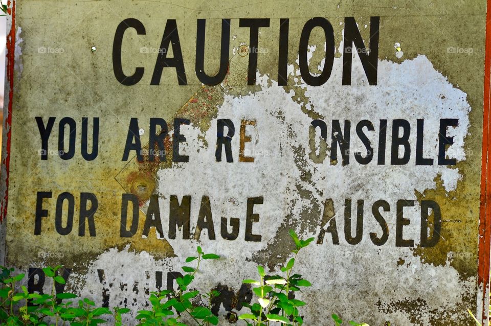 Caution response for damage sign