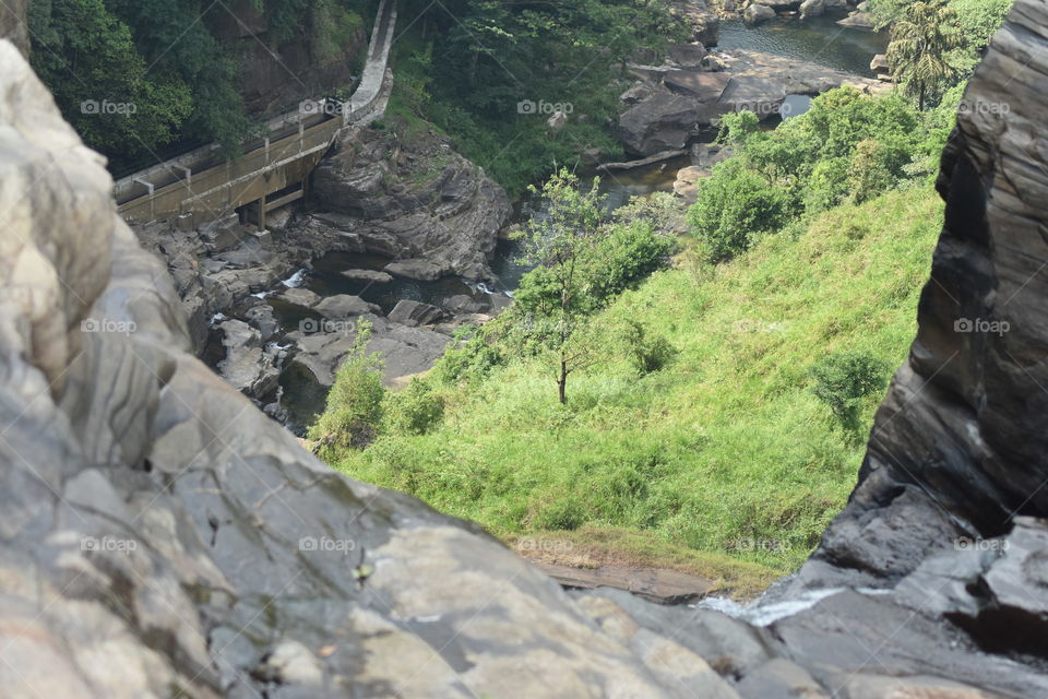 A view from on top of a Waterfall