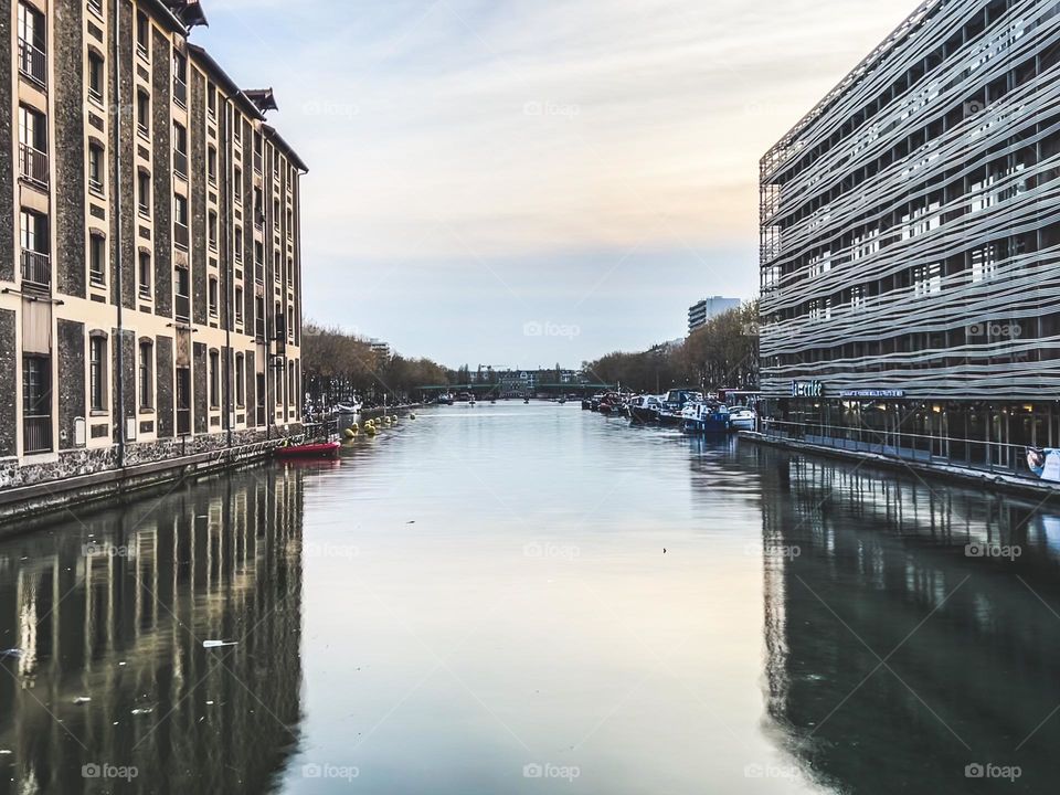 Urban water canal in Paris