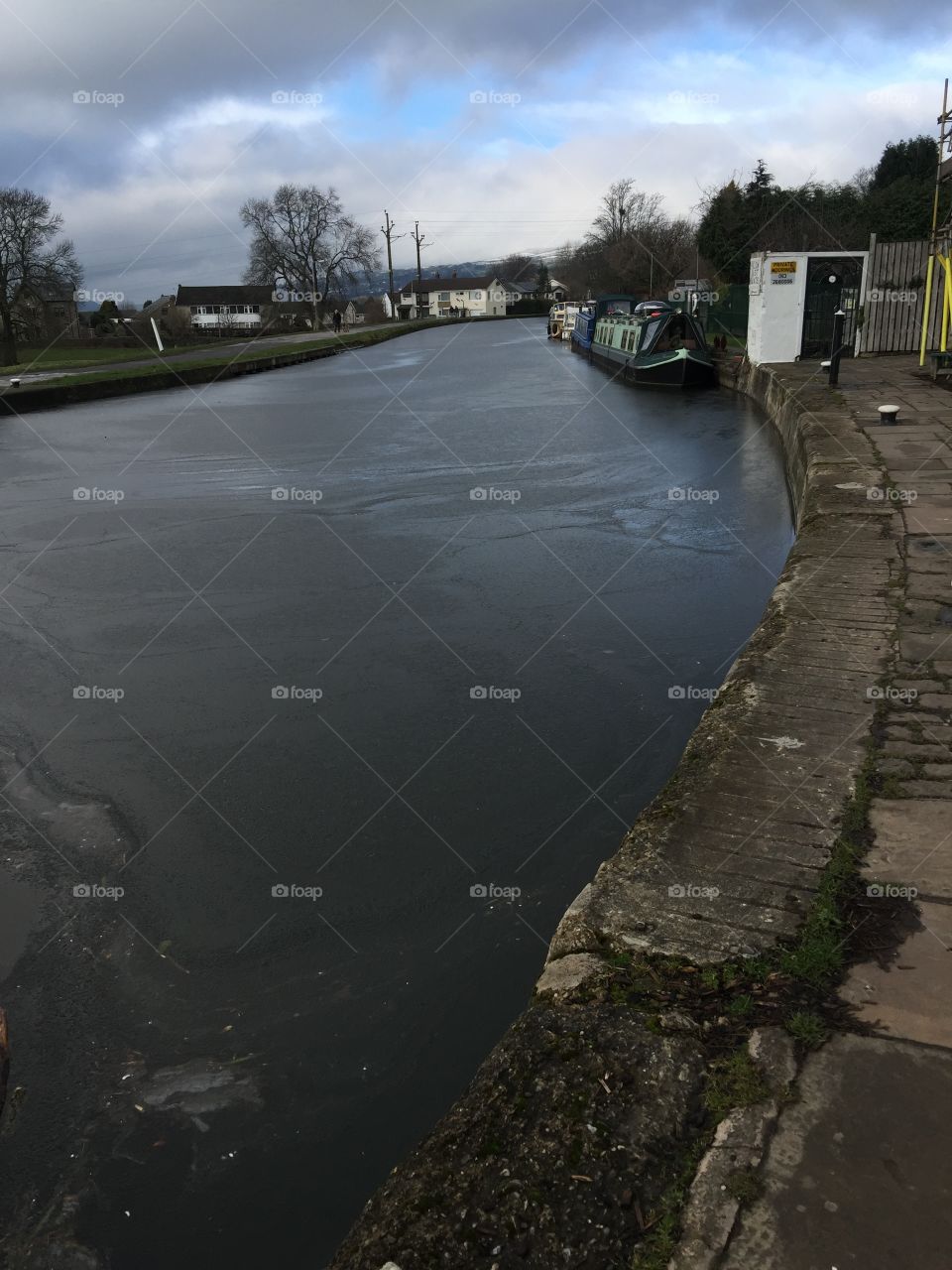 Ice on the canal , Yorkshire. 