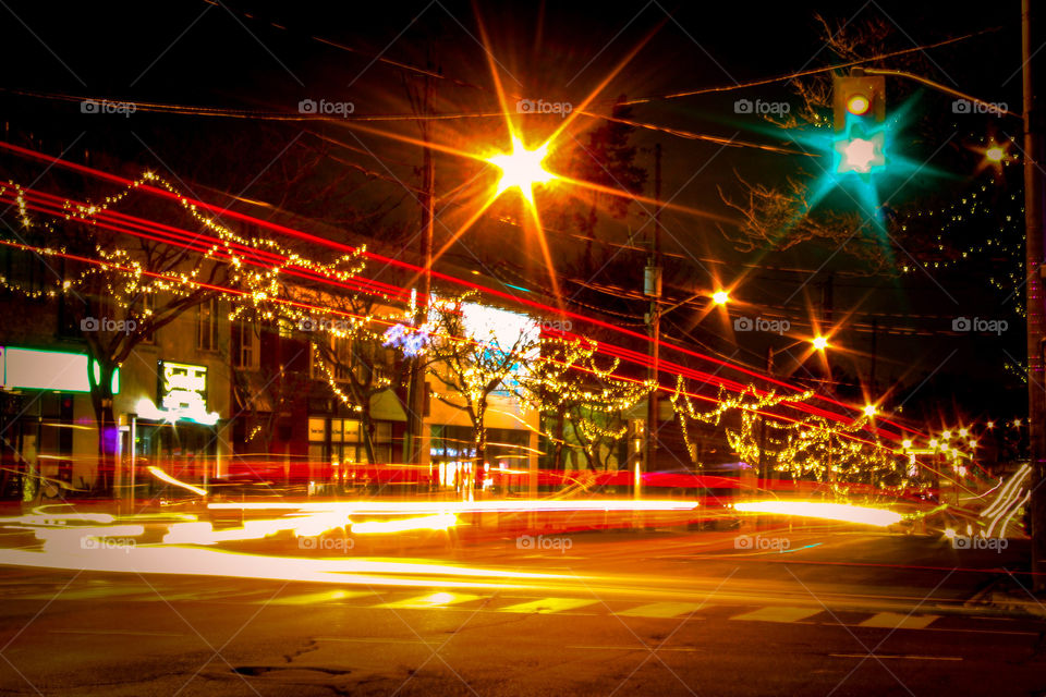 City streets at night