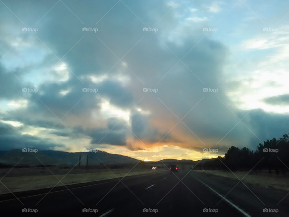 Heaven Above at Sunset on the Road 