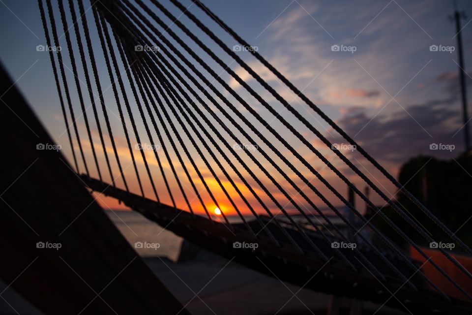 Hammock sunset, summer relaxation 