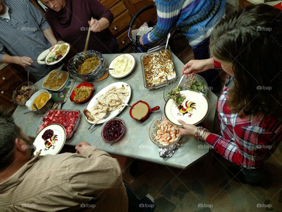 Thankful Feast. the results of family working together to provide a Thanksgiving feast