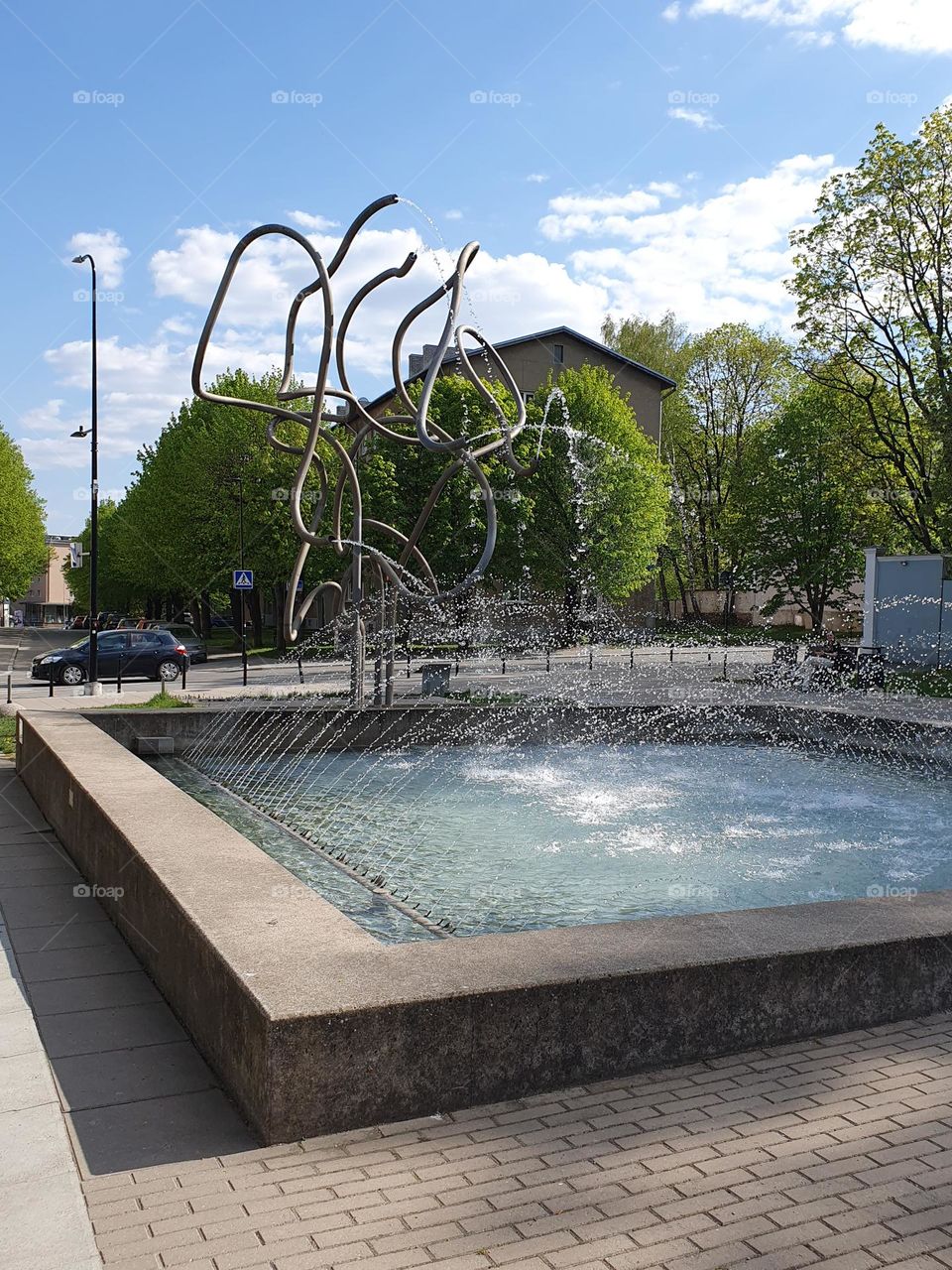 Fountains near the student library is a perfect addition to a city landscape. This is a cozy place to relax and enjoy a nice view.