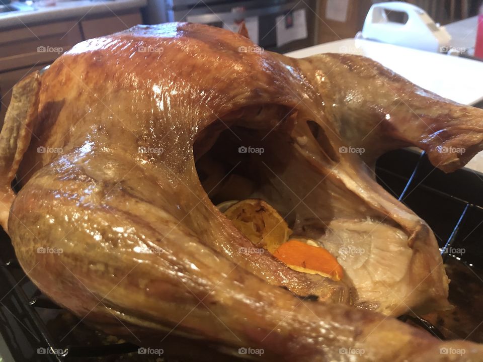 A delicious turkey cooked to perfection