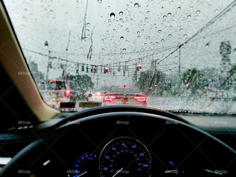 Toyotas in line at the red light