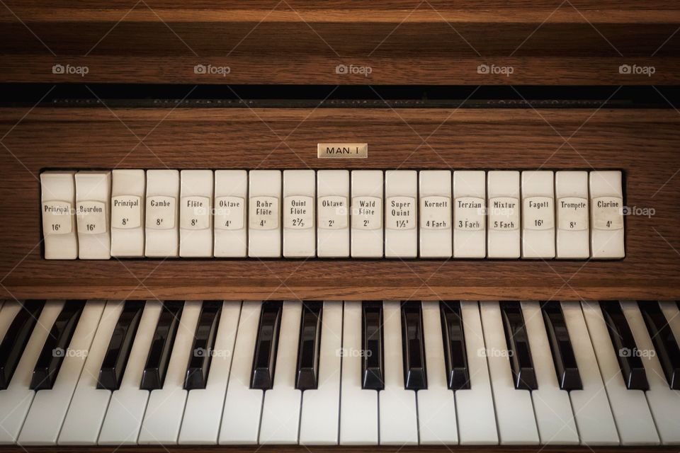 Close-up of piano keys