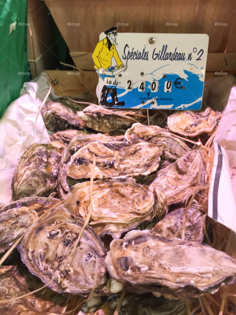 Oysters at a food market in Paris.