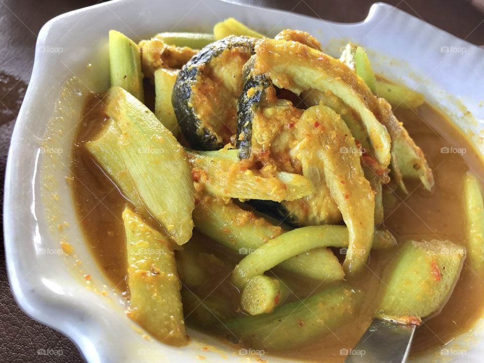 Fish in yellow hot and sour soup from southern Thai cuisine.