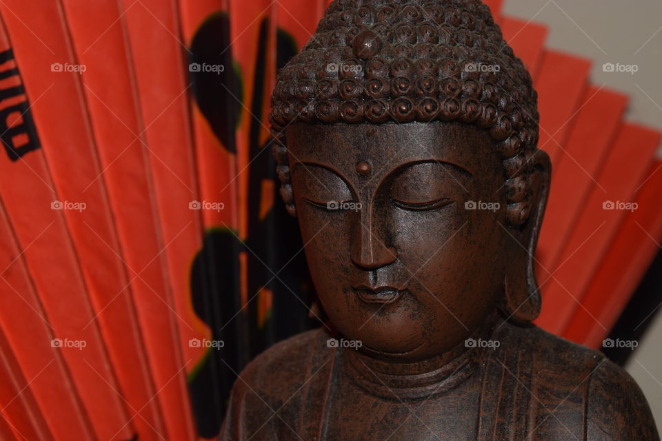 Buddha . close up view of carved Buddha 