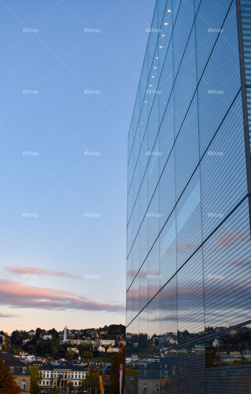 fantastic reflection in a facade in the city