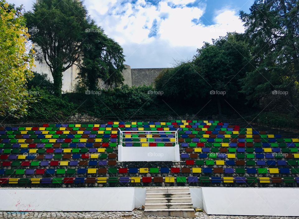 Outdoors theatre, colored Chaves, Blue Sky and nature 