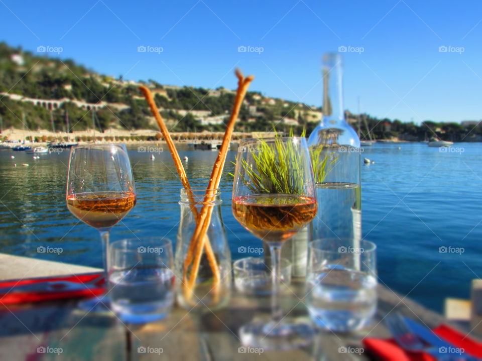 Alcoholic drink in glass on table