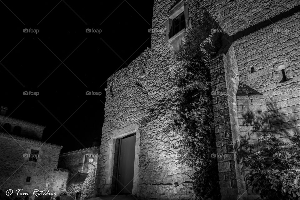 Quiet in the dark hours at the medieval city of Peratallada, Catalunya, Spain