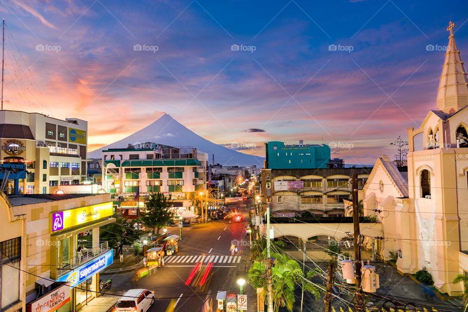 volcano and the city