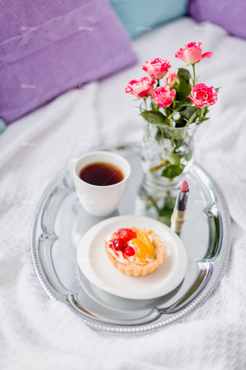 Morning breakfast in bed