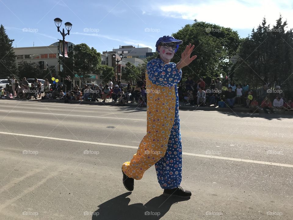 A clown in the parade.