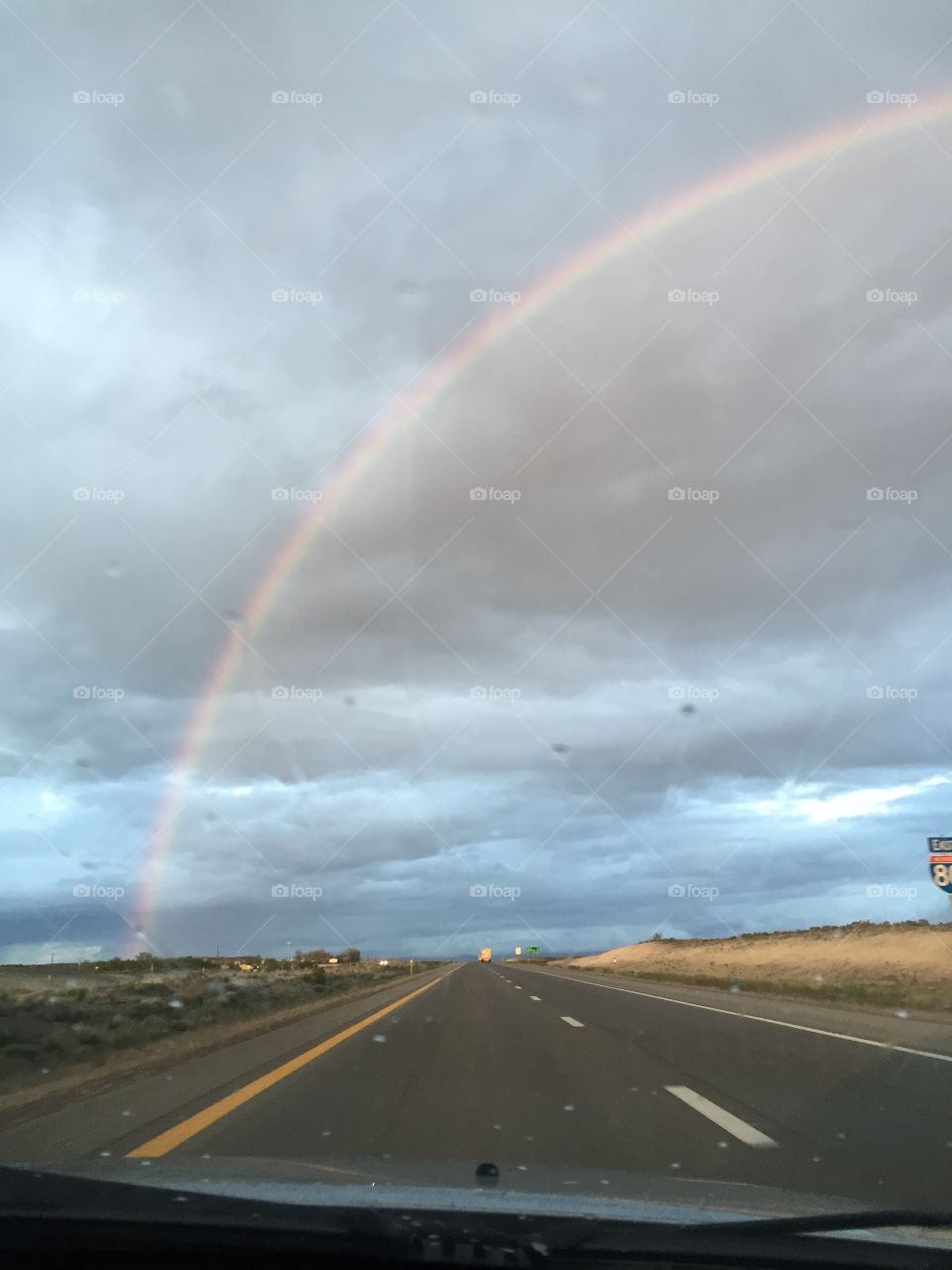Rainbow on a road trip. The best part of driving through Nevada 