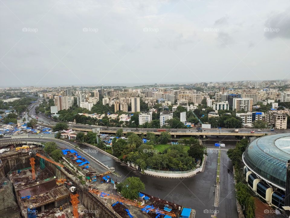 View of Mumbai City India, At Coast of Arabian Sea, Various Demention of Pis, Construction Site, Pleasent Flyover,And Flats...