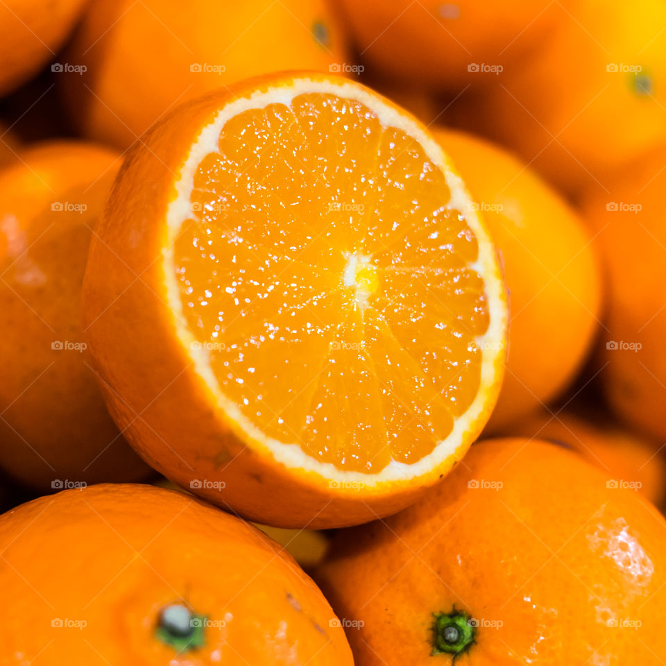 Closeup of sliced orange