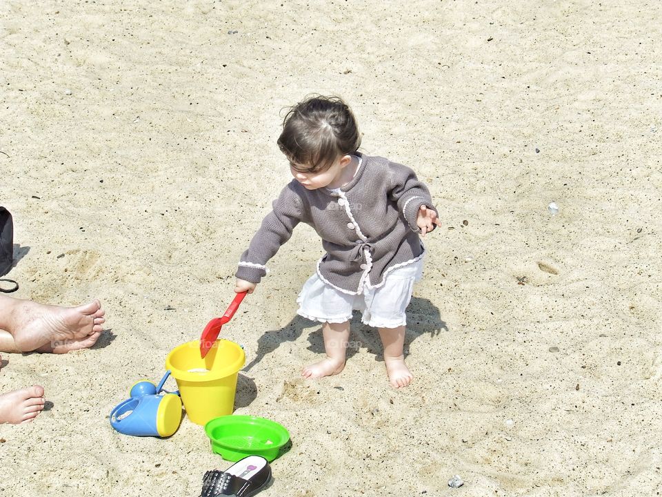 Playing in the sand.