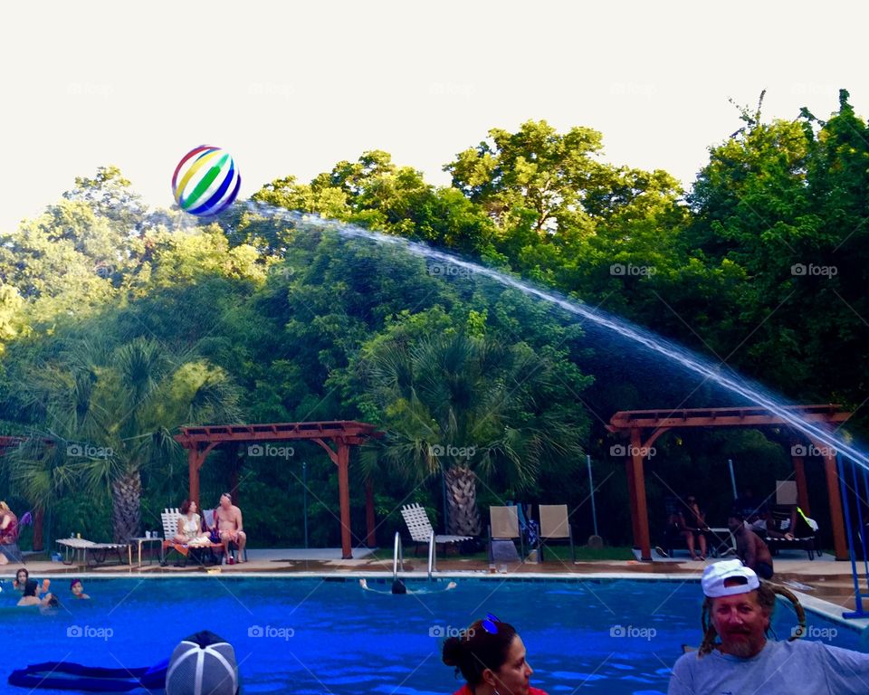 Summer fun with Beachball water cannon pool in Dallas Texas