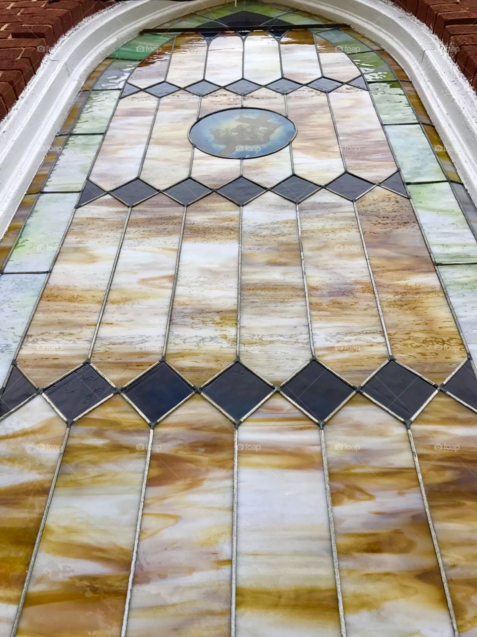 Looking up at stained glass