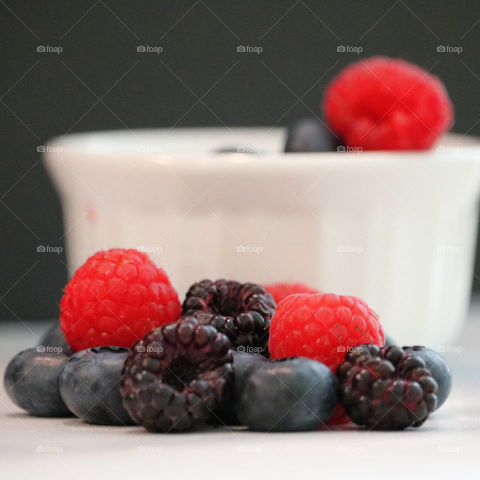blueberries, blackberries, and raspberries
