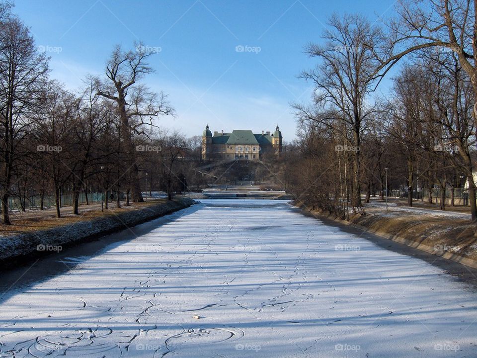 Ice skating in Warsaw Poland
