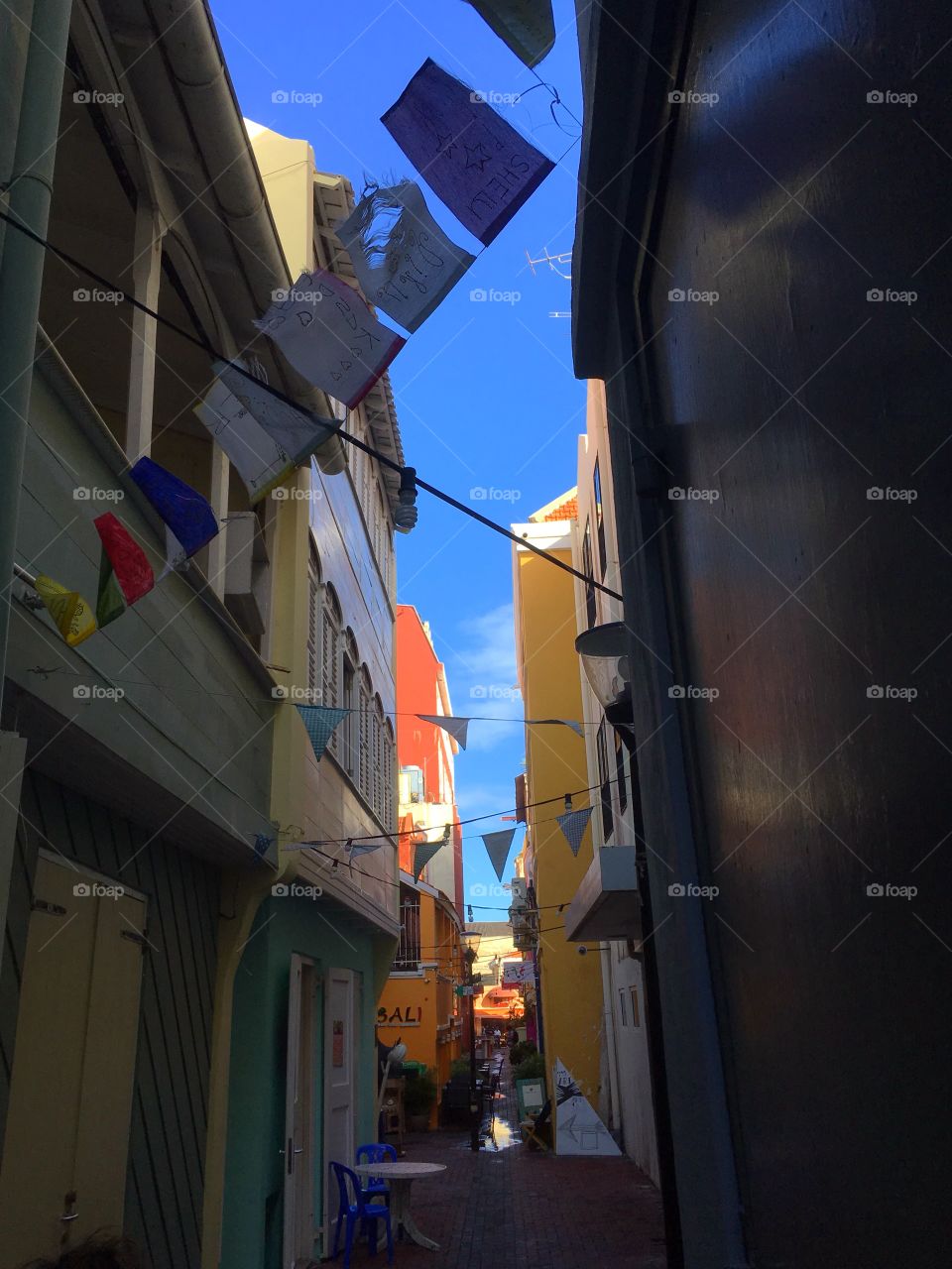 One of the many alleyways found in Willemstad, Curacao 