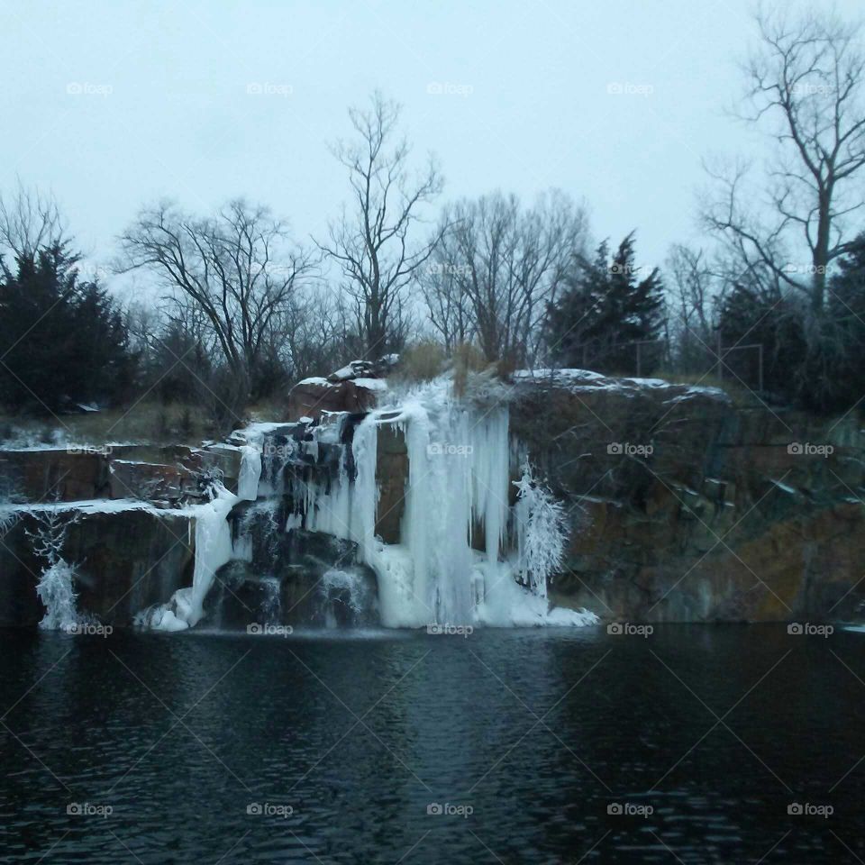 The frozen waterfalls last December at Daggett Memorial Park in Montello, Wisconsin.