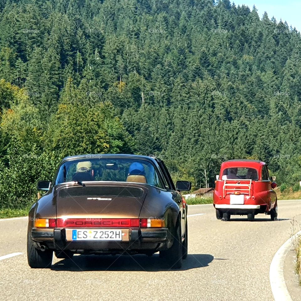 Oldtimers on the road one after the other