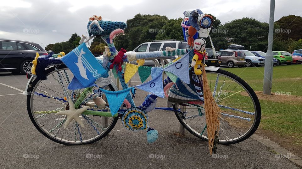 Dressed up bicycle in carpark