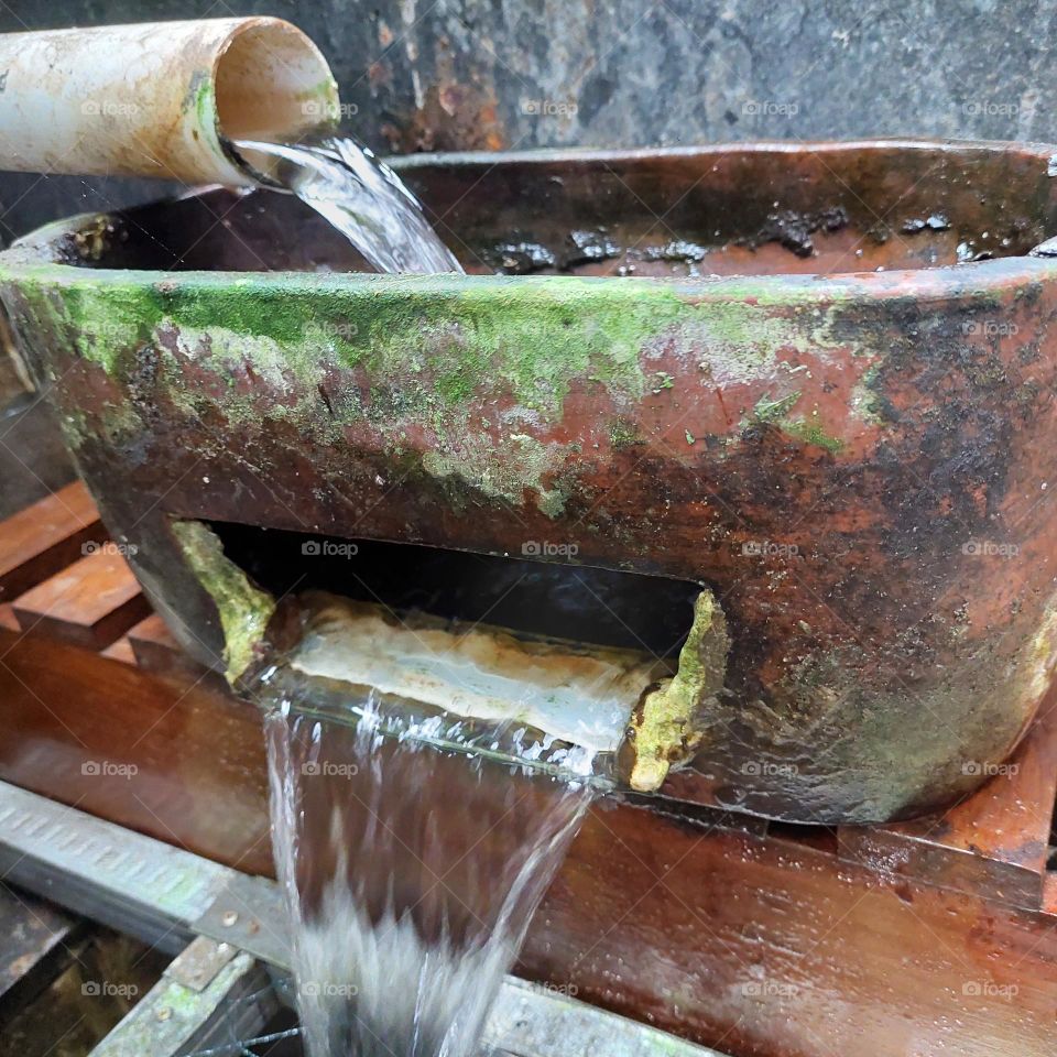 Water flows from mountain springs